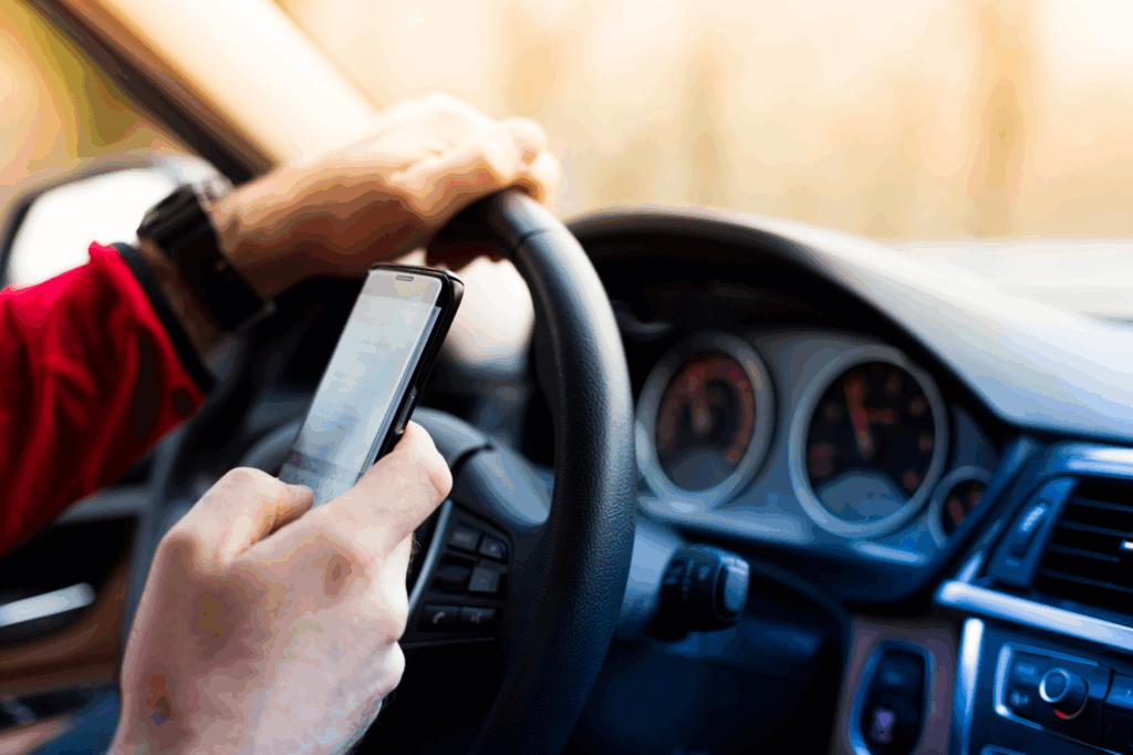 Using mobile phone or social media while driving